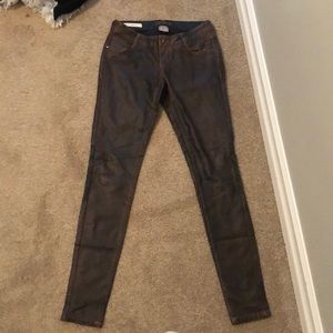 Brown Leather Skinny Jeans